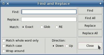 Find and Replace dialog